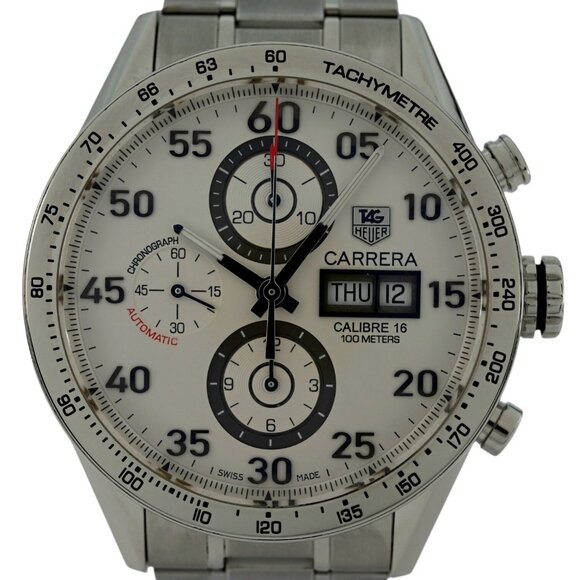 Tag Heuer 43mm Men's Carrera Automatic White Chrono Cal. 16 Watch - Picture 2 of 9
